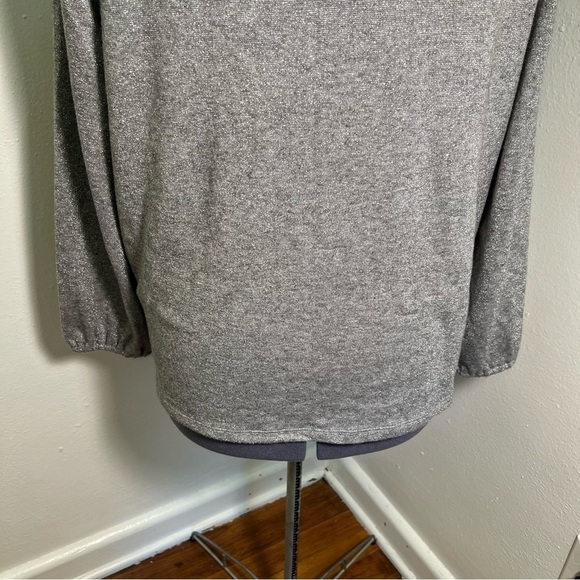 Talbots Tie Back Smocked Top Gray Metallic 2XP - Picture 9 of 12